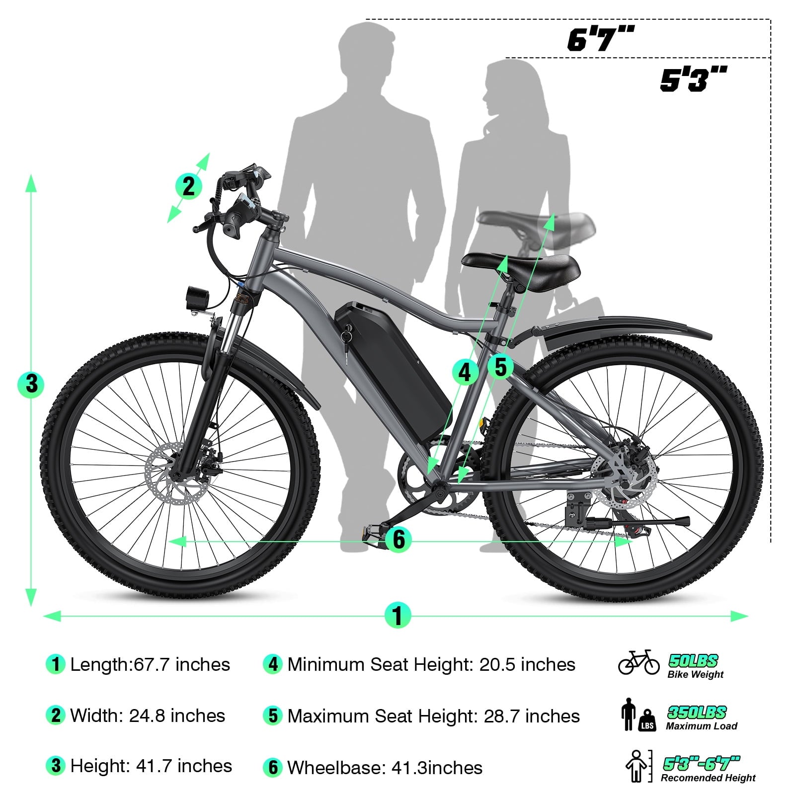 Electric Bike for Adults, 26 Commuter Ebikes with 7-Speed Gears, 25MPH, 720W Peak Motor, Removable Battery, 50 Miles Range, Electric Mountain Bicycle for All Terrain UL2849 Electric Bikes