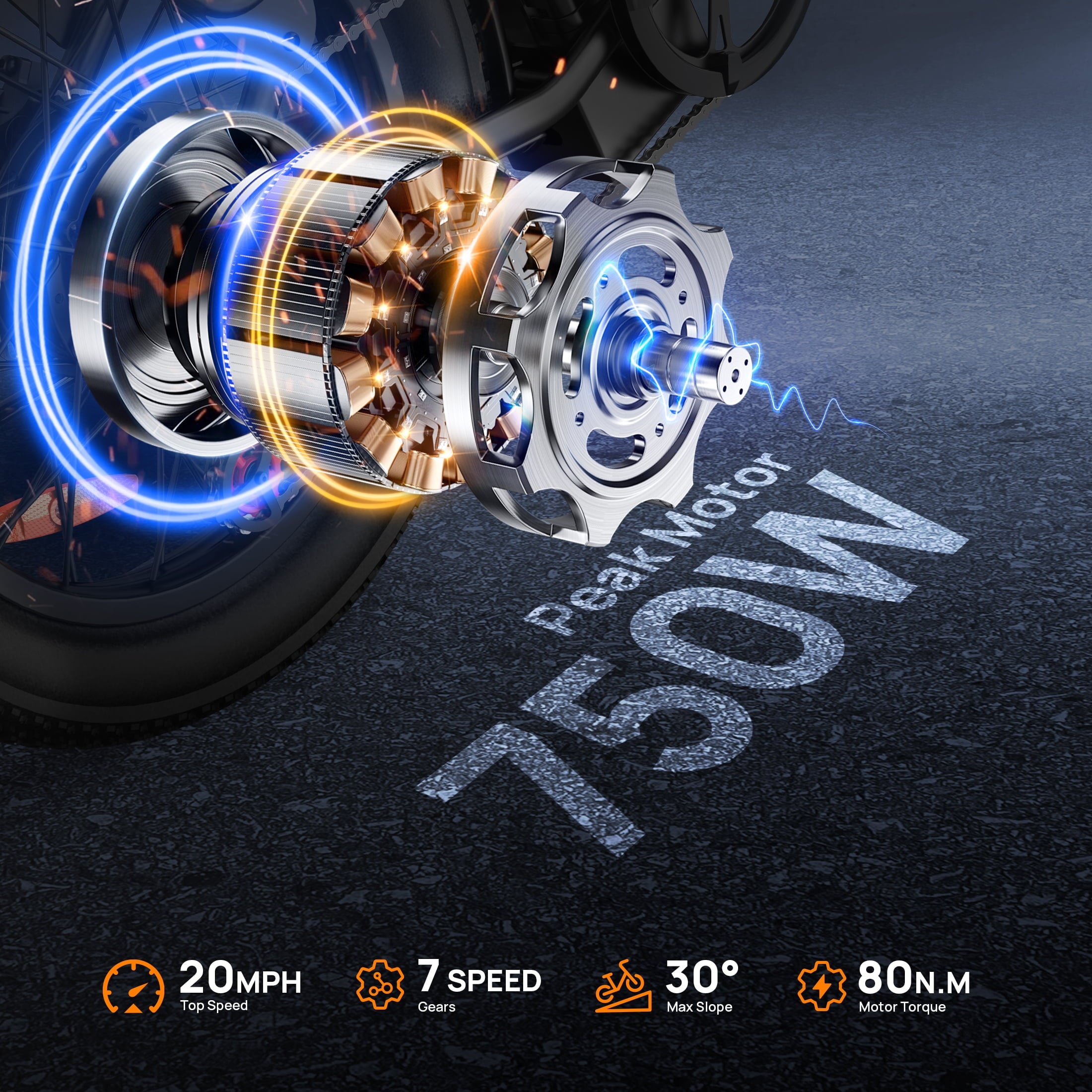 URLIFE 3.0 Fat Tire Ebike, 20 Electric Bicycles for Adult, 750W Peak Motor, 48V 13AH Remobavle Battery, 7-Speed Commuting Ebike, UL2849-Black Electric Bikes