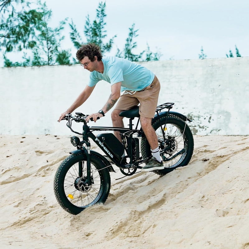 FENGQS 6000W Dual Motor Electric Bike for Adults, 24x4 Fat Tire, Up to 50mph 100 Mile, 60V/20Ah Battery, Full Suspension, For Off-Road Use Only (Gray Blue) Electric Bikes