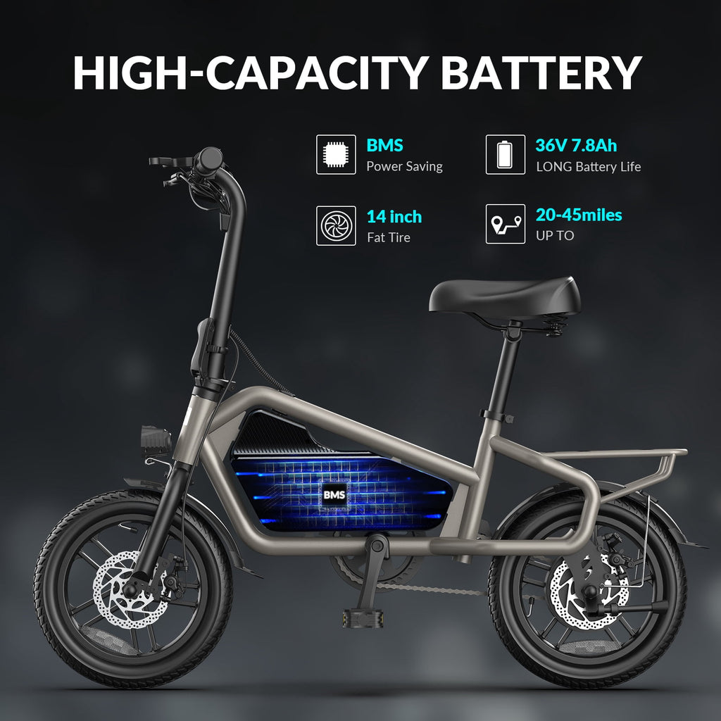 5TH WHEEL 14 Electric Bike for Adults with 650W Peak Motor Electric Bicycle, 36V 7.8Ah Battery Ebike, UL2849 Electric Bikes