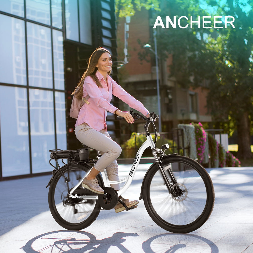 ANCHEER 500W Electric Bike for Adults, 48V 10.4AH EBike, 3.5H Fast-Charge Removable Battery, 26 Commuter Electric Bicycles with 7-Speed, LCD Digital Display, Suspension Fork, Cruise Control UL2849 Electric Bikes
