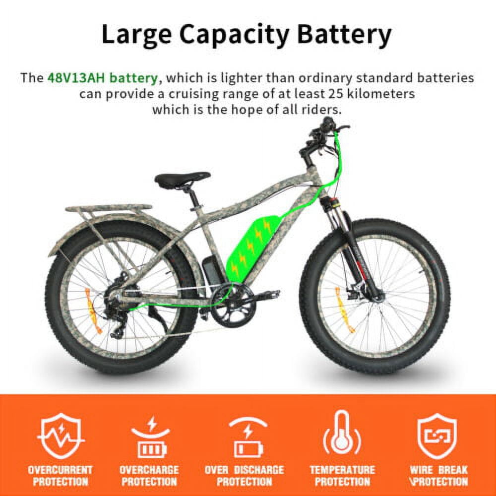 Aostirmotor Electric Mountain Bike, 750W Motor 48V 13AH Removable Lithium Battery Ebike with Rack, 26 4.0 inch Fat tire Bike, Electric Bicycle for Adults(Black)UL2849 Electric Bikes
