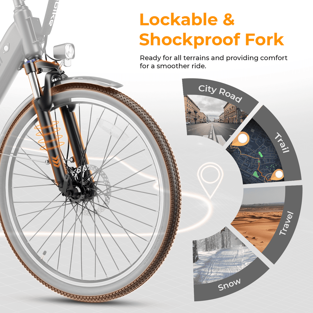 Heybike Cityscape 2.0 Electric Bike 500W Electric City Cruiser Bicycle Up to 50 Miles with Removable Battery, UL Certified 26 Electric Commuter Bike for Adults, 7-Speed and Front Suspension Electric Bikes