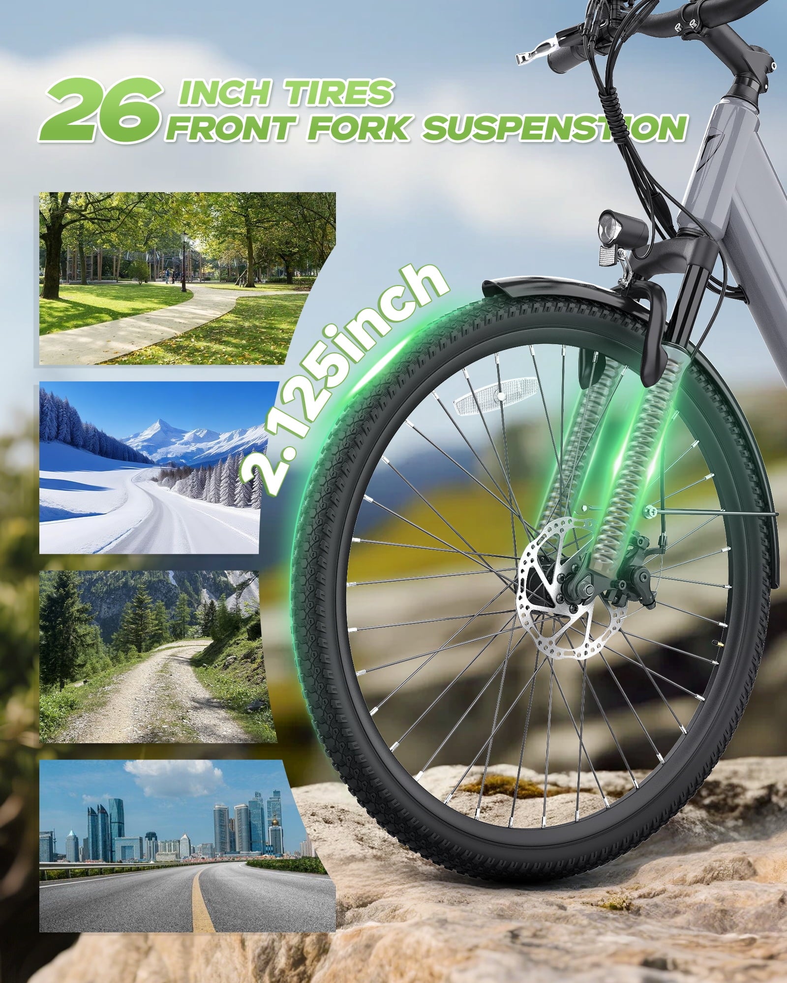 QNUT Electric Bike , 26 1200W Peak with 48V Battery 7 Speed 20MPH 65 Miles Ebike Step Through Commuter E bike for Adults Electric Bikes