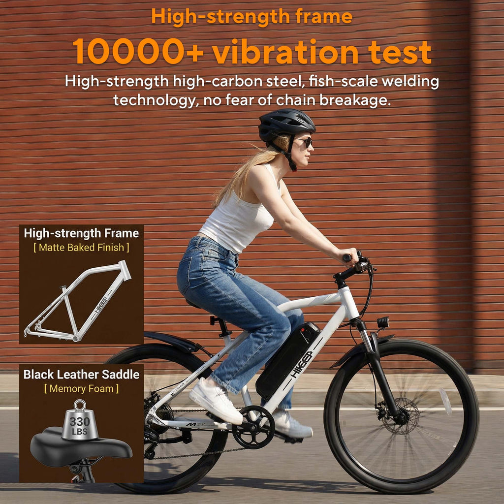 HeloKeep M2601 Electric Bike for Adults, 500W Motor, 48V 375Wh Removable Battery, 26 Puncture-Resistant Tires, 20MPH 7-Speed Ebike with Front Suspension & Disc Brakes, UL2849, Orange Electric Bikes