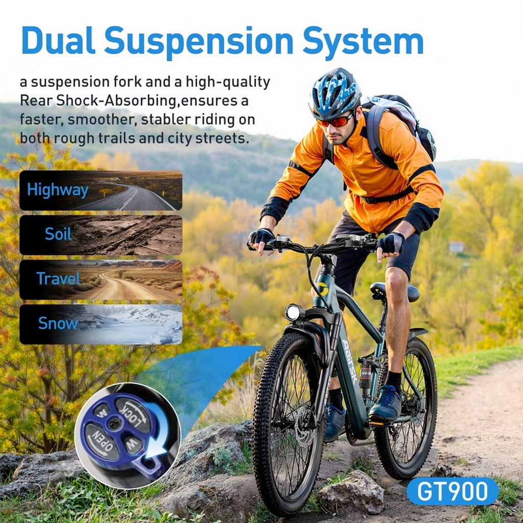 GT900 Electric Bike 748W Peak 36V 13Ah 24 Kenda Tires 21-Speed Shimano with NFC Electric Bikes