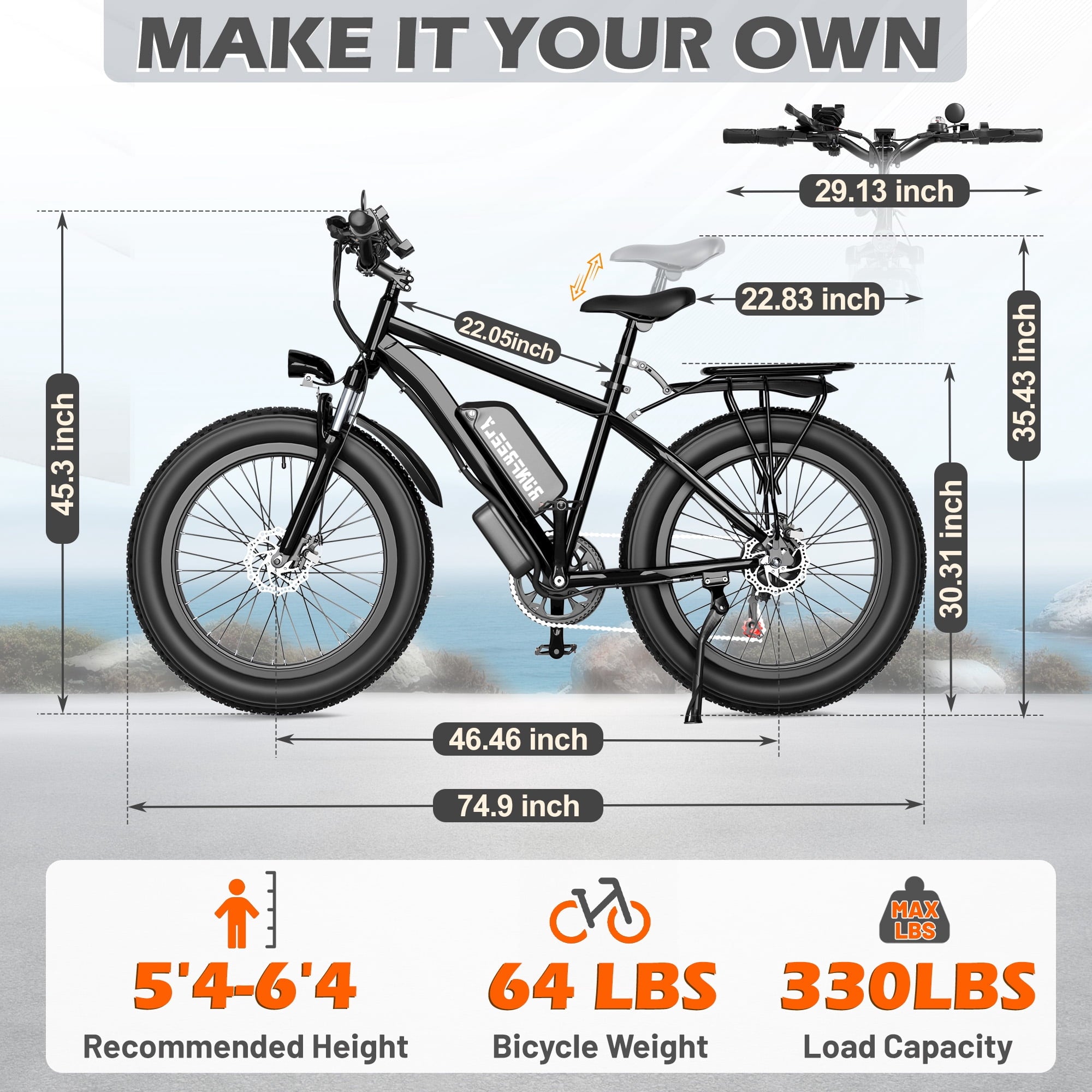 Electric Bike for Adults,1500/3000W Motor, 26 Fat Tire E-Bike with 48V 13AH/32AH Battery, 27/36 MPH Max 62-90 Miles Electric Motorcycle, 7-Speed Electric Mountain Bicycle Electric Bikes