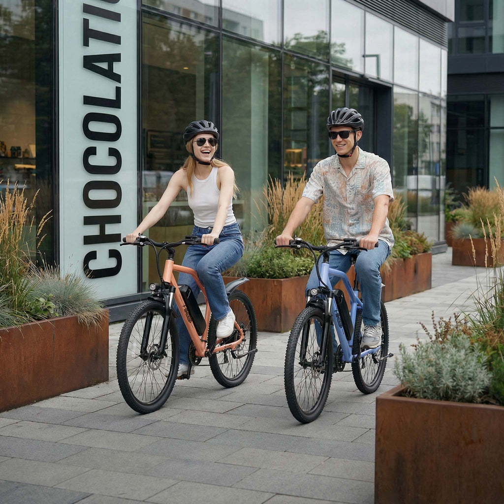 HeloKeep M2601 Electric Bike for Adults, 500W Motor, 48V 375Wh Removable Battery, 26 Puncture-Resistant Tires, 20MPH 7-Speed Ebike with Front Suspension & Disc Brakes, UL2849, Orange Electric Bikes