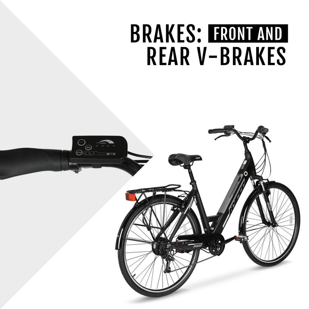 Hyper Bicycles 36V Class 2 700C Electric Commuter E-Bike, Adult Ages 13+, Pedal-Assist, 250W Motor, Black Electric Bikes