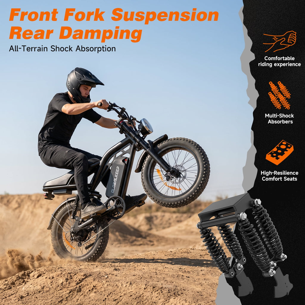 GlobalKeep Electric Mountain Bike for Adults, Peak 1500W Motor, 20x4 Fat Tire E Bicycle, 48V/15.6Ah Battery UL2849 Electric Bikes