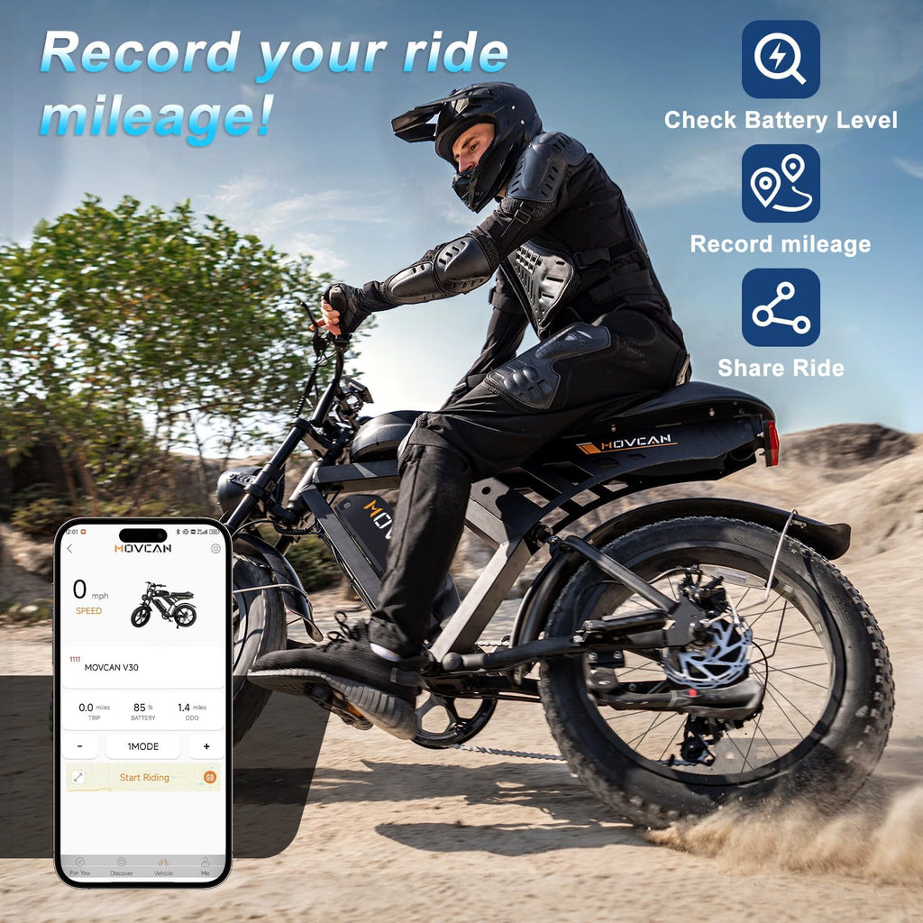MOVCAN V30PROMAX Electric Bike for Adults, 3000W Dual Motor 37.5MPH, 48V 40Ah Dual Battery 120 Miles, 20x4 Fat Tire Full Suspension E-Mountain Bike, APP Control, UL2849 Electric Bikes