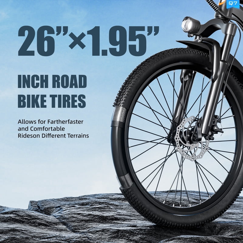Unibike 26'' Ebikes For Adults, 748 Peak Motor Electric Mountain Bike, 36V 10Ah Removable Battery, 7-Speed E-Bicycle, Front Suspension Electric Bikes