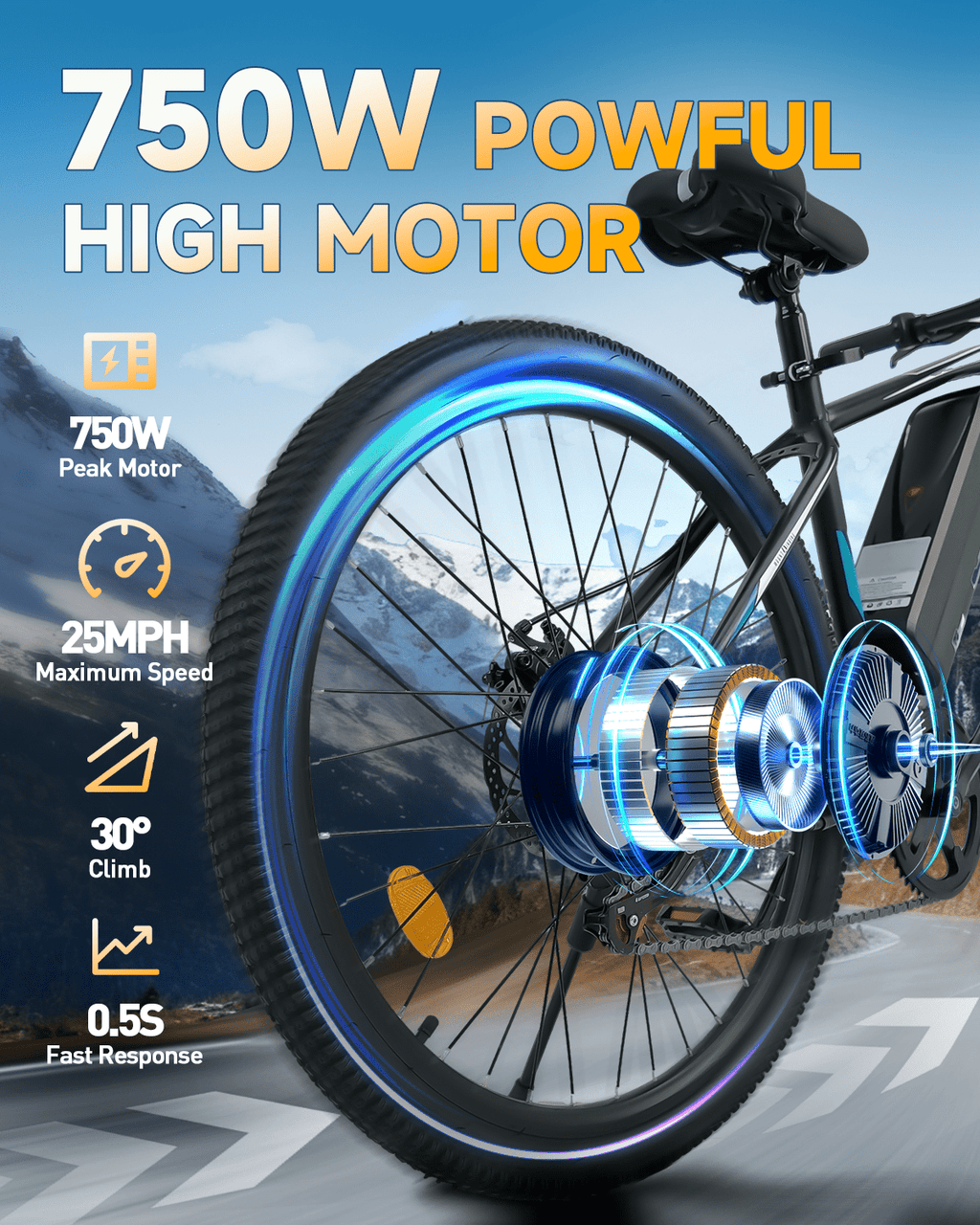 XKJQTA Electric Bike for Adults,26”Electric Mountain Bike 576Wh Battery & LCD Display, with 7-Speed, 25MPH,Ebike,Full Suspension, 800W (Peak) Motor Commuter Electric Bicycle,Lightweight Ebike,UL2849 Electric Bikes