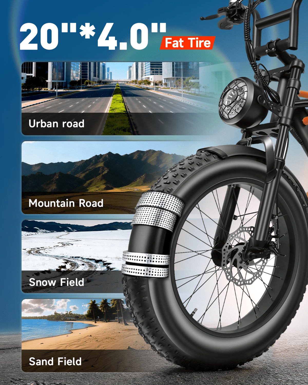 XKJ Electric Bike for Adults, 1500W Peak, 30MPH Electric Bike,50Mlies, 20 Fat Tire E-Mountain Bikes, 920Wh Removable Battery Ebike, Full Suspension shock, 7-Speed, UL 2849,Dirt ebike Electric Bikes