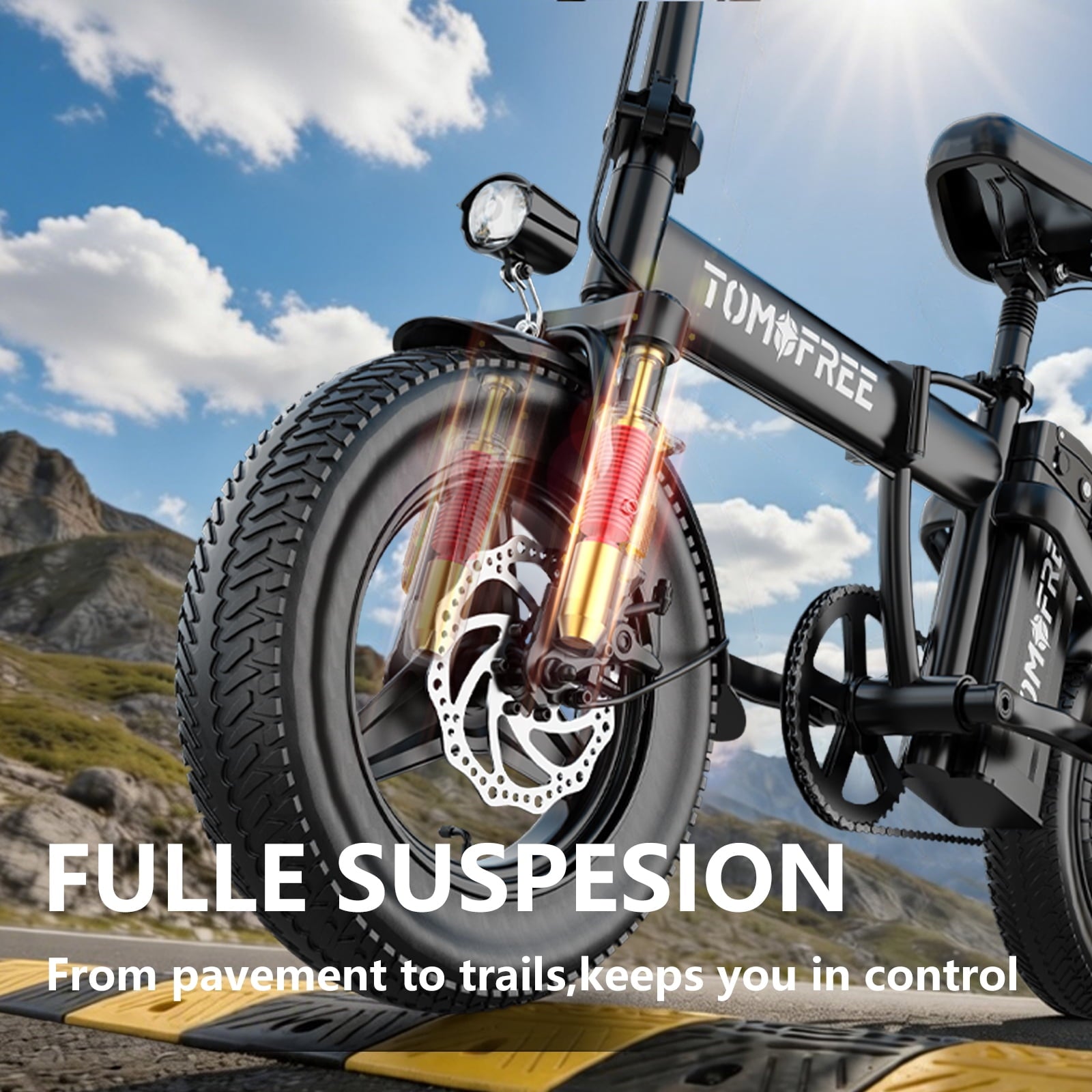 Folding Electric Bike 48V 20AH Removable Battery 20-25MPH 14''x 2.1'' Tire, 25-35miles PAS, Front/Full Suspension, 200lbs Load Ebike for Adult, Adult Electric Bicycles for Commute Electric Bikes