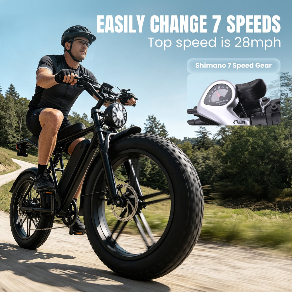 Pescroa Electric Bike for Adults, 1500W Peak Motor E Bike with 48V 15Ah Removable Battery, E-Bike with 7 Speeds, Ebikes with 28MPH Max Speed, Adult Electric Bicycles with 70-100 Miles Max Range Electric Bikes
