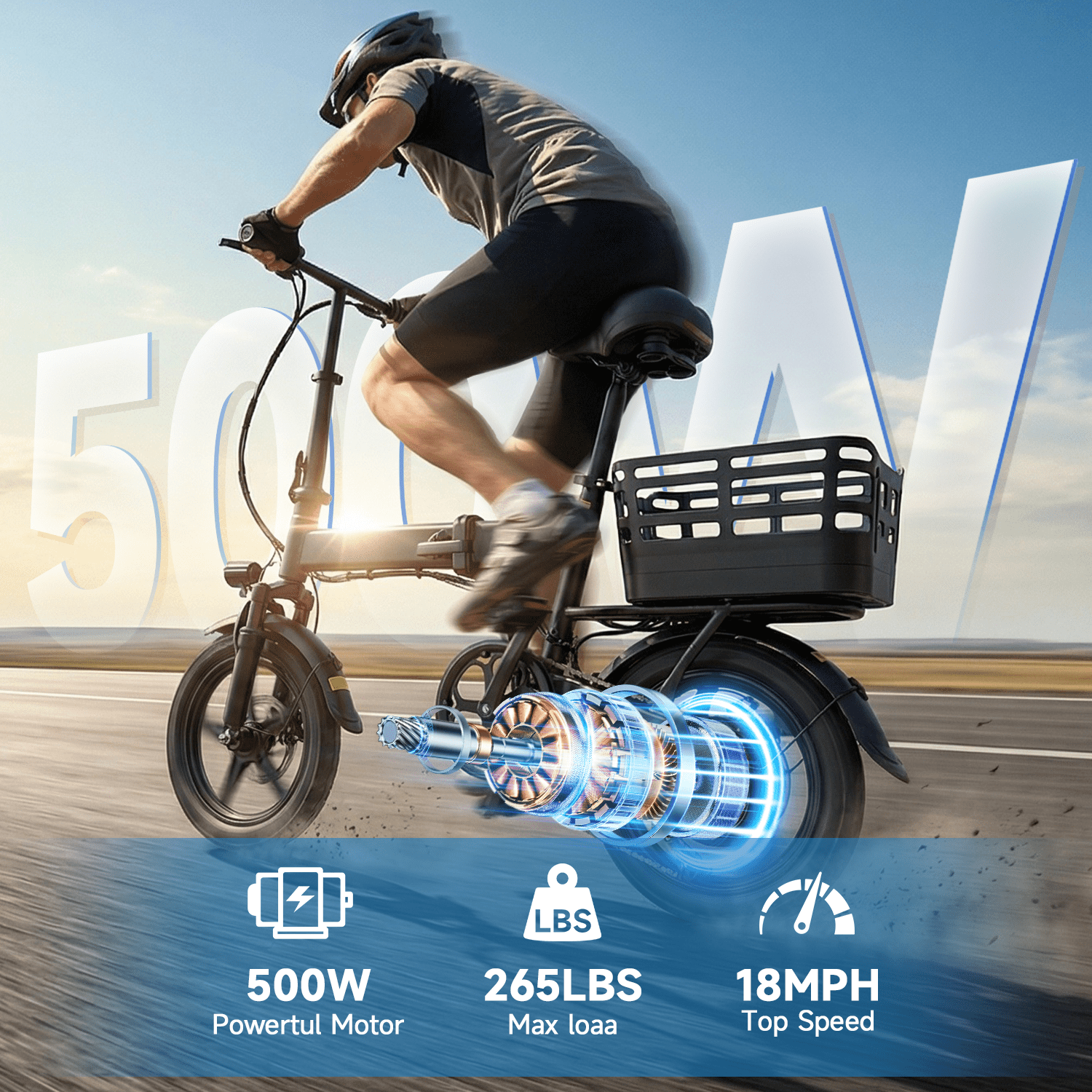 BroPath Electric Bike for Adults, Ebike, Electric Bicycle with 432WH Battery,14 Folding Ebike, 18MPH,20+ Miles(MAX),500W Motor,Multi-Shock Absorbers,UL2849,Commuting Mini E Bikes Electric Bikes