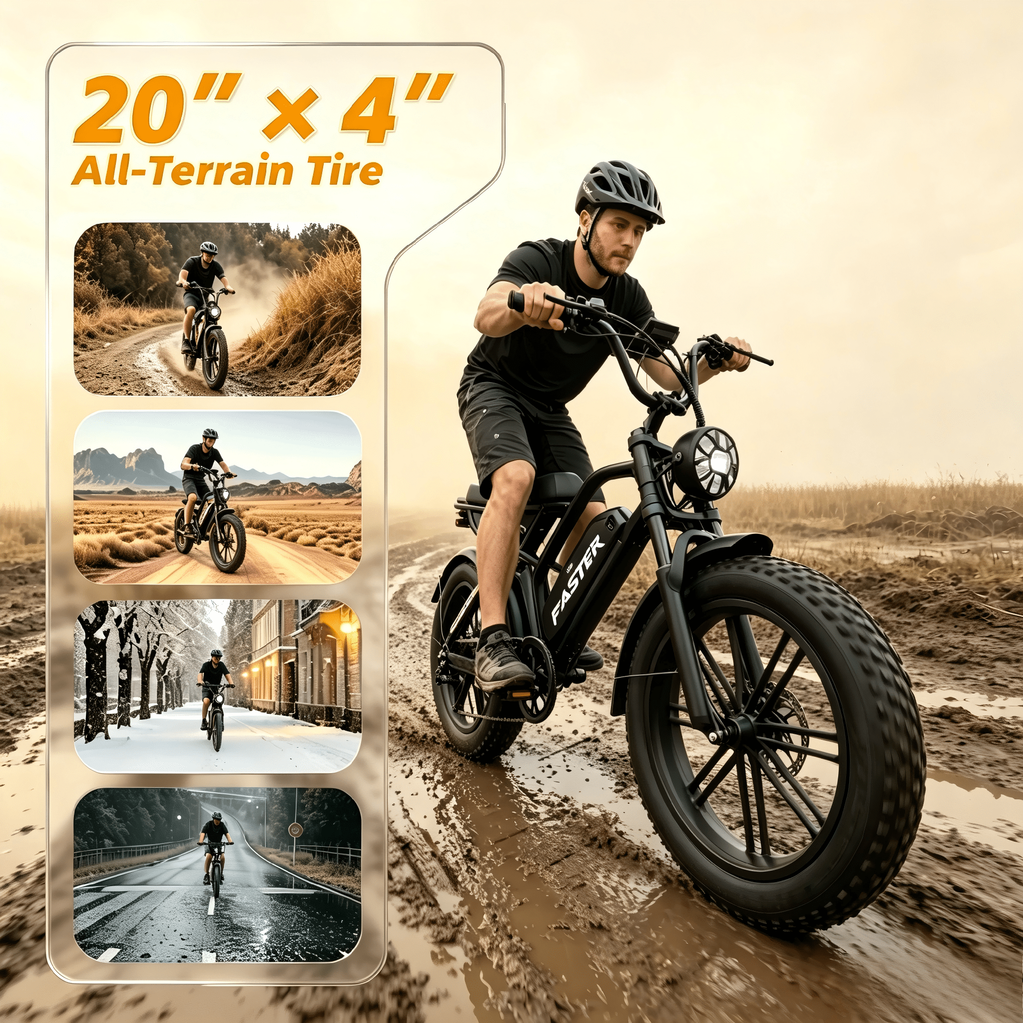 1500W Electric Bike for Adults, 48V 15.6AH Removable Battery, 28MPH Max Speed, Full Suspension & 20X4 Fat Tire E-bike, UL2849 Certified Mountain Bike with Long Seat Electric Bikes