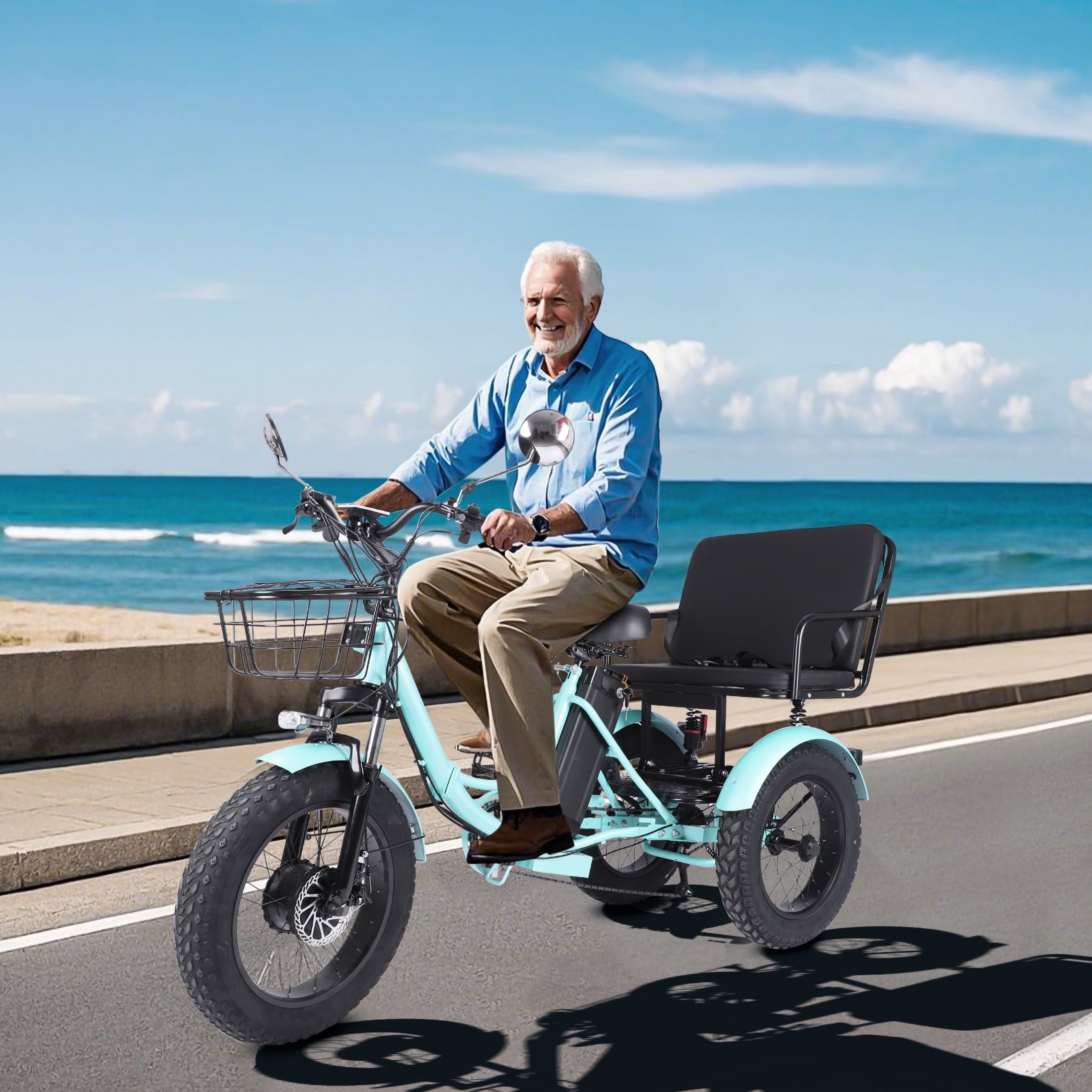 Vicamy Adult Electric Tricycle, 20x4 Fat Snow Tire 500W Hub Motor E Trike, 48V 20AH Removable Battery, 20 mph Max Speed, 360 lbs Capacity, LCD& LED Headlight Electric Bikes