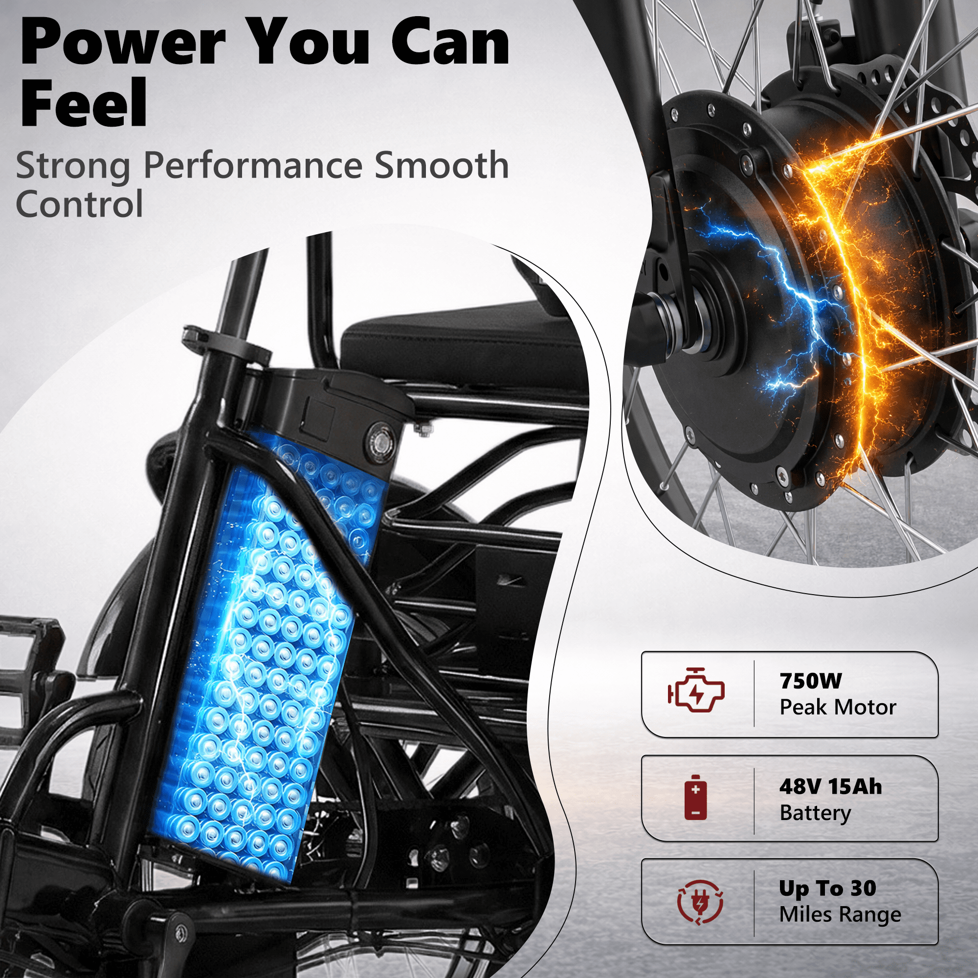 2-Seater Electric Tricycle for Adults Folding Electric Trike 3 Wheel Electric Trike with Two-Seater Large Basket Super Powerful Brushless 48V15AH Lithium Battery Max 20MPH E-Tricycle Black Electric Bikes