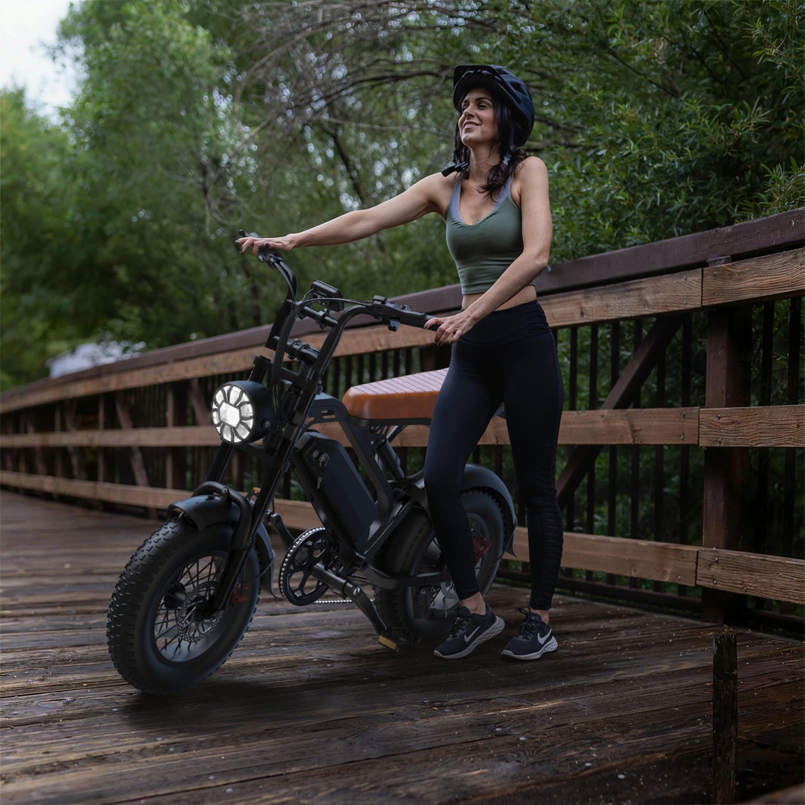 1200W Off-Road Electric Bike for Adults, 48V 18AH Removable Battery, 16 Wide Tires, 5-Speed Transmission, Dual Disc Brakes & Spring Suspension Electric Bikes