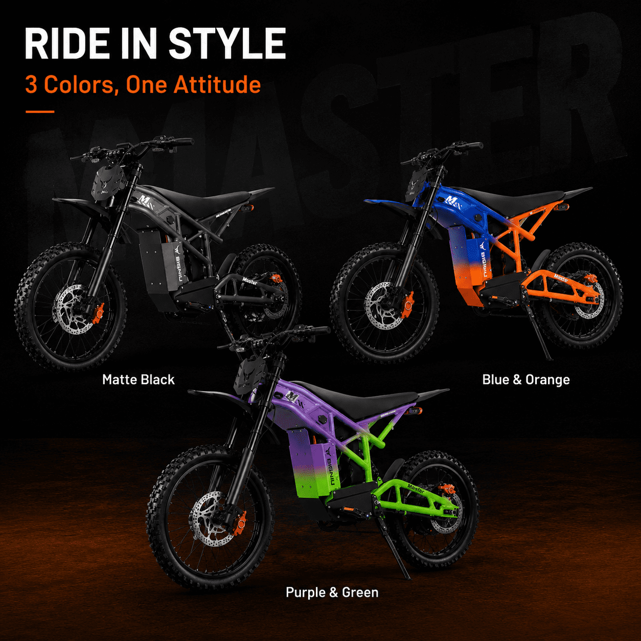 BIGNIU BG-Master Electric Bike for Adults, 2000W Rated / 3000W Peak Motor, 60V 32Ah (1920Wh) Removable Battery, UL 2849 Certified, Full Suspension, Up to 43 MPH, Up to 27 Miles Electric Bikes