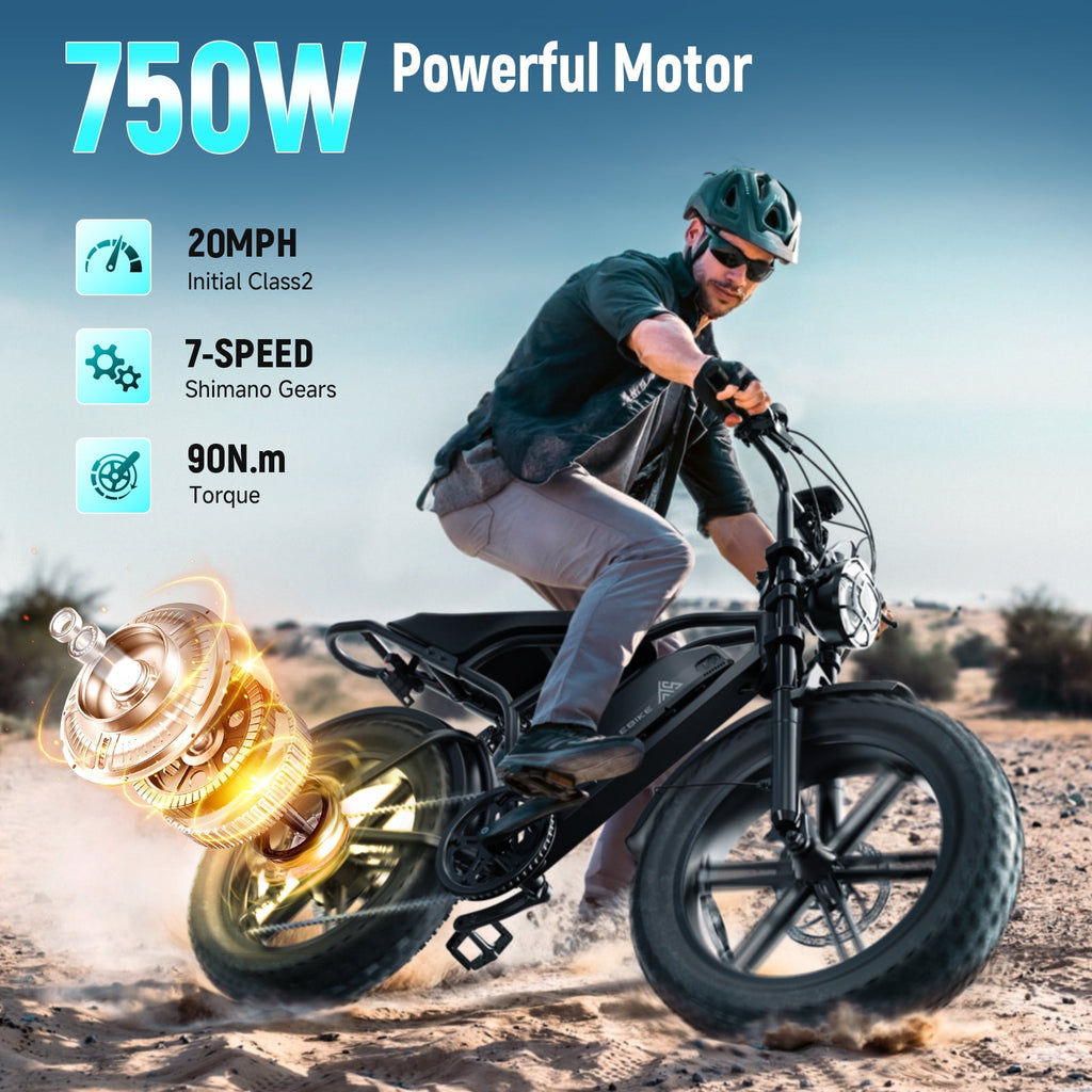 TST Electric Bike for Adults, 750W Motor, 20x4 Fat Tire, 20Mph Speed EBike, Full Suspension E Mountain Bike, 48V/15AH, UL2849 Electric Bikes