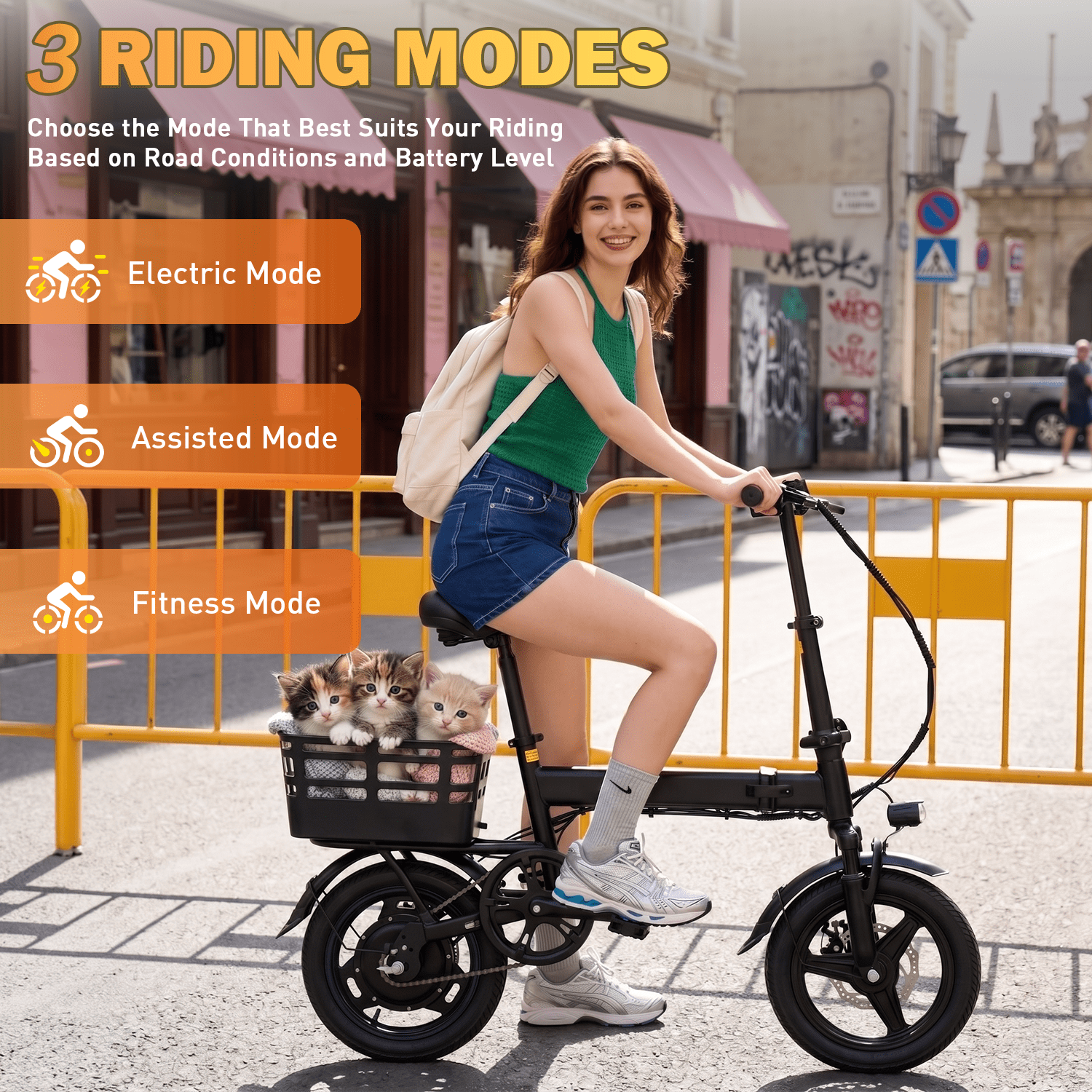 XKJ Electric Bike for Adults, Ebike, Electric Bicycle with 48V 12AH Removable Battery,14 Folding Ebike, 20MPH,20+ Miles(MAX),500W High Motor,Multi-Shock Absorption,Commuting Mini E Bikes,UL2849 Electric Bikes
