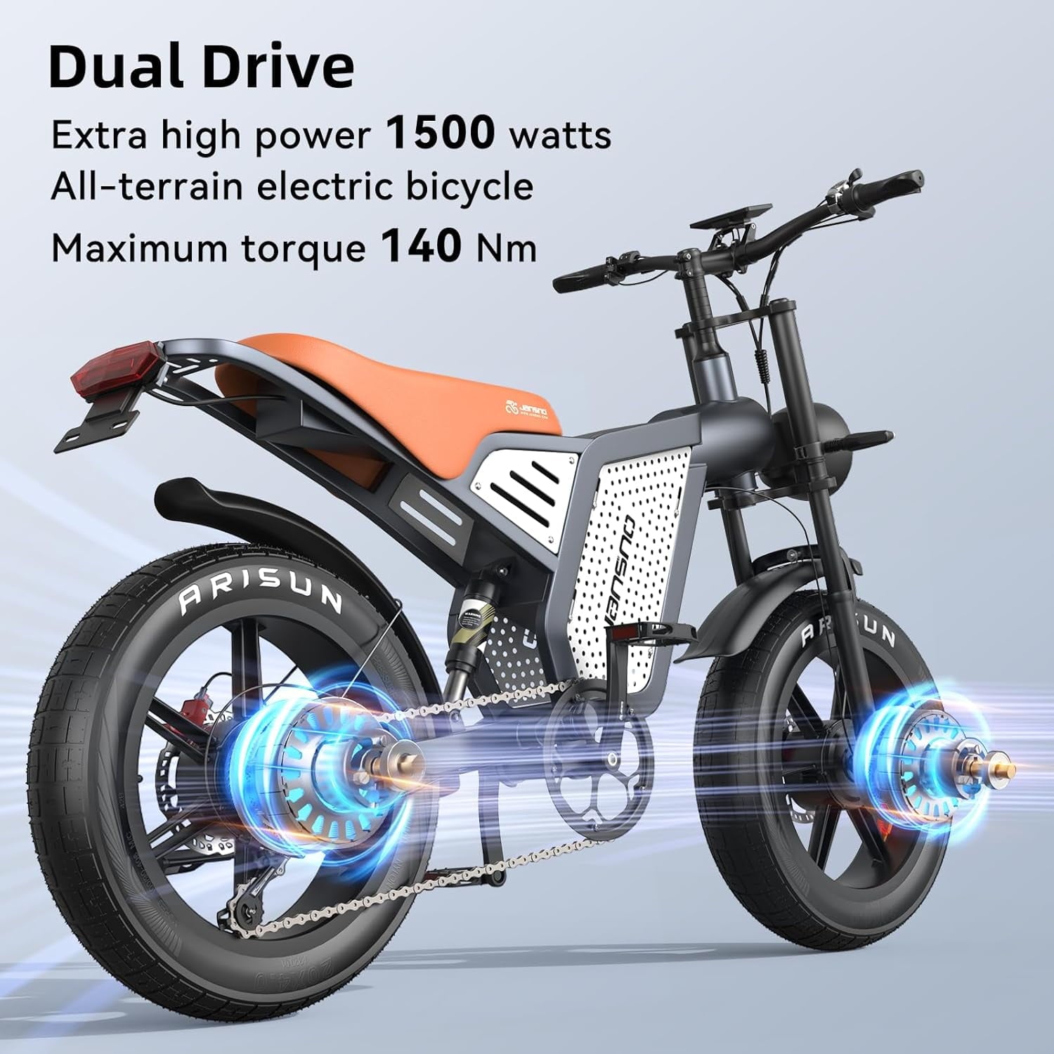 JANSNO Electric Bike,1500W Motor Electric Bike for Adults with 48V 23Ah Battery,31MPH 120 Miles,20 x 4.0 Electric Dirt Bike,7-Speed Off Road ebike UL Certified for Mountains, Snow, Sand Electric Bikes