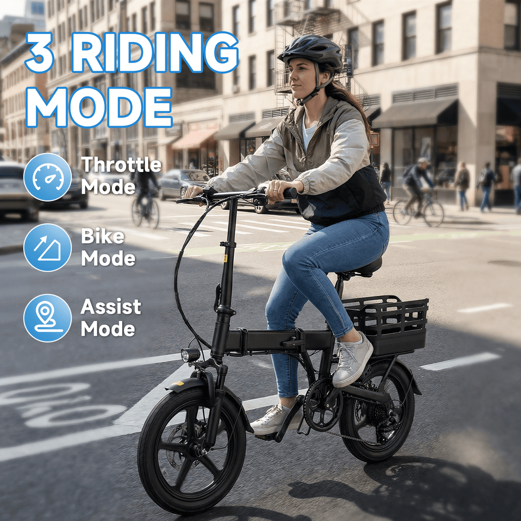 SHCNTEKU 14IN Folding Ebike for Adults Teens,500W Motor up to 20 mph Range 30 mile with 36V 12Ah Removable Battery Electric bicycle,UL 2849 Electric Bikes