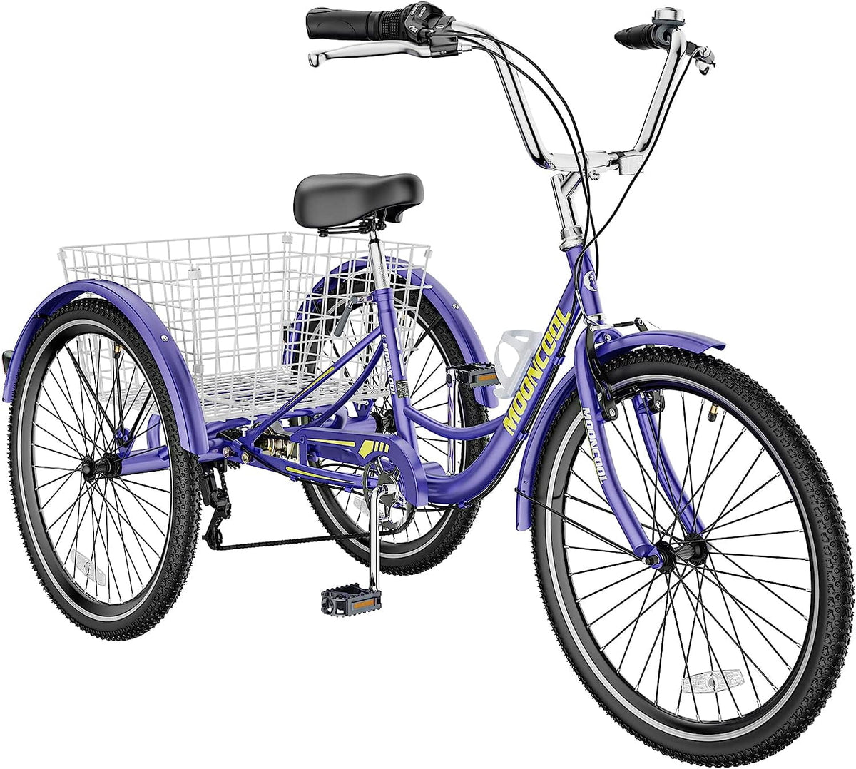 ABORON Adult Tricycles, 7 Speed Adult Trikes 24 inch 3 Wheel Bikes, Cruise Bike with Basket for Seniors, Women, Men for Recreation, Shopping, Multiple Colors Electric Bikes