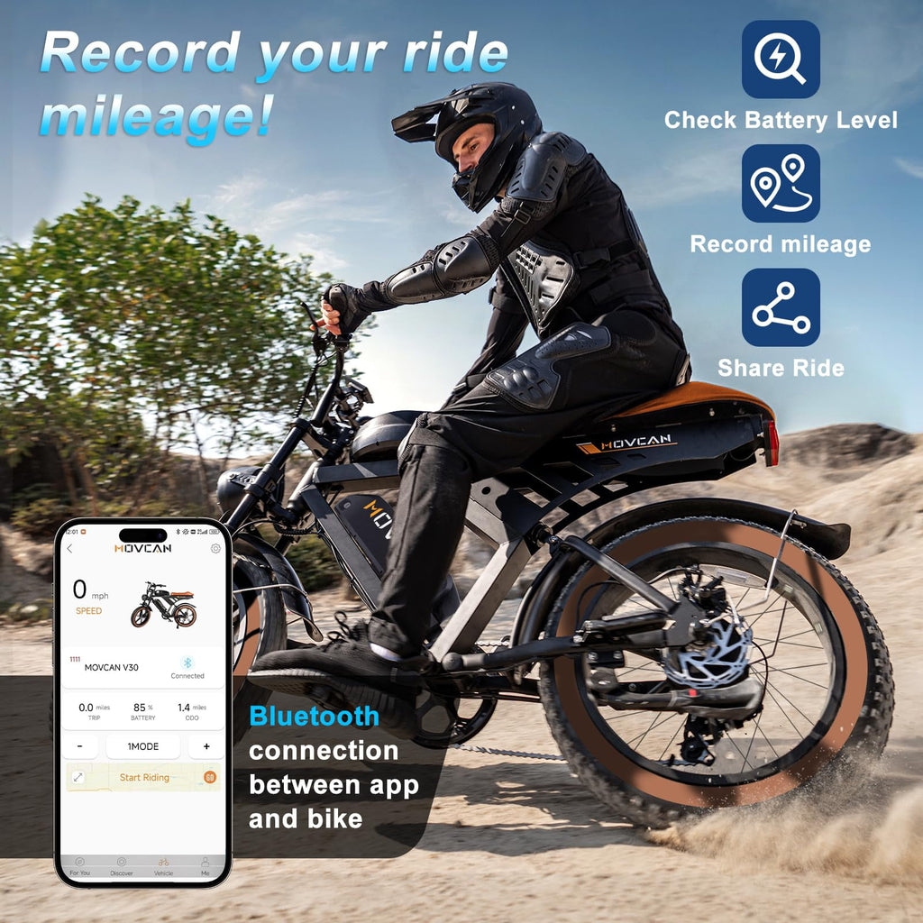 Movcan V30PROMAX Electric Bike for Adults, 3000W Dual Motor 37.5MPH,48V 40AH Dual Battery 120Miles, 20x4 Fat Tire Electric Mountain Bike, Hydraulic Disc Brakes with Full Suspension,APP Control,UL28 Electric Bikes