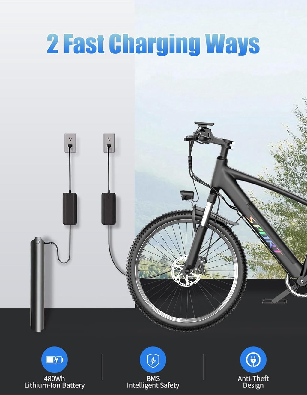 Pikabike E-Mountain Bike, 26 1500W Continuous Electric Bike for Adults, 48V 12Ah Removable Battery, UL 2849, 25MPH, 65 Miles Range, off-Road Electric Bikes