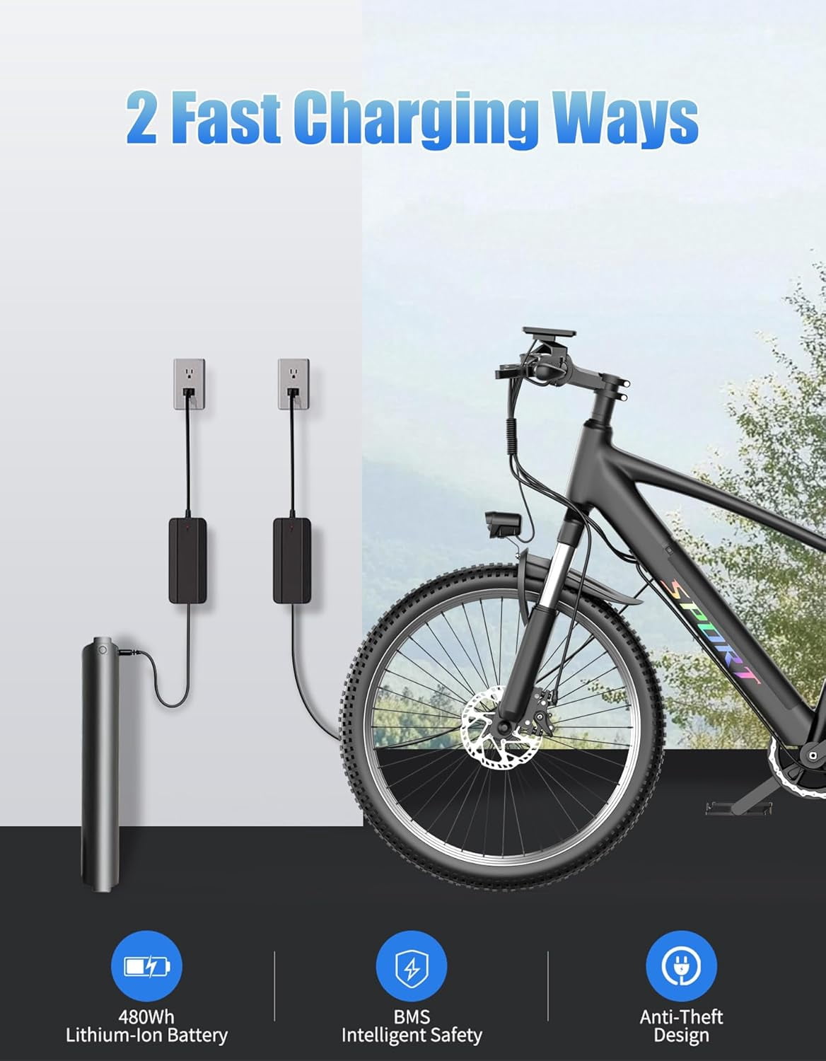 Pikabike E-Mountain Bike, 26 1500W Continuous Electric Bike for Adults, 48V 12Ah Removable Battery, UL 2849, 25MPH, 65 Miles Range, off-Road Electric Bikes
