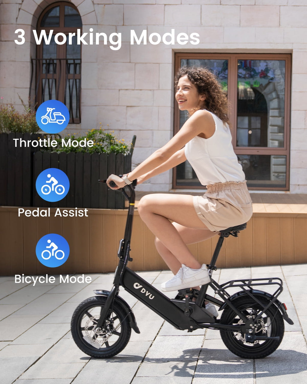 DYU 14 Folding Electric Bike for Adults Teens, 500W Peak Motor 36V/7.8AH Battery, Commuter City Ebike, UL2849 Electric Bikes