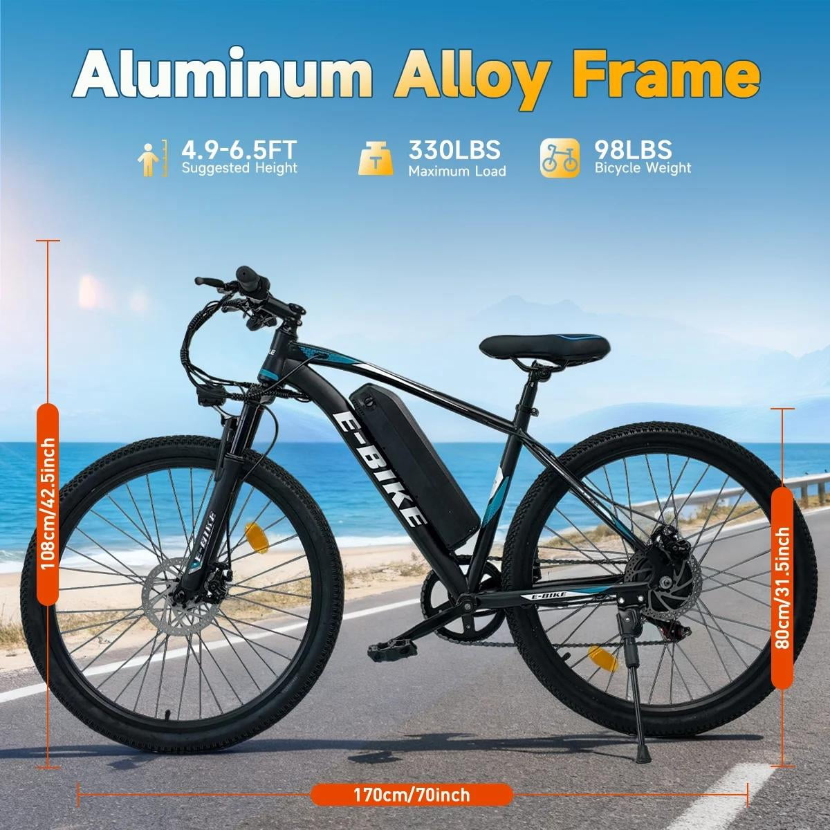 Electric Bicycle for Adults, 750W Peak 1000W Motor E Mountain Bike, 26in 45Miles 25MPH 7 Speed Commuting ebike with 432Wh, UL 2849 Electric Bikes
