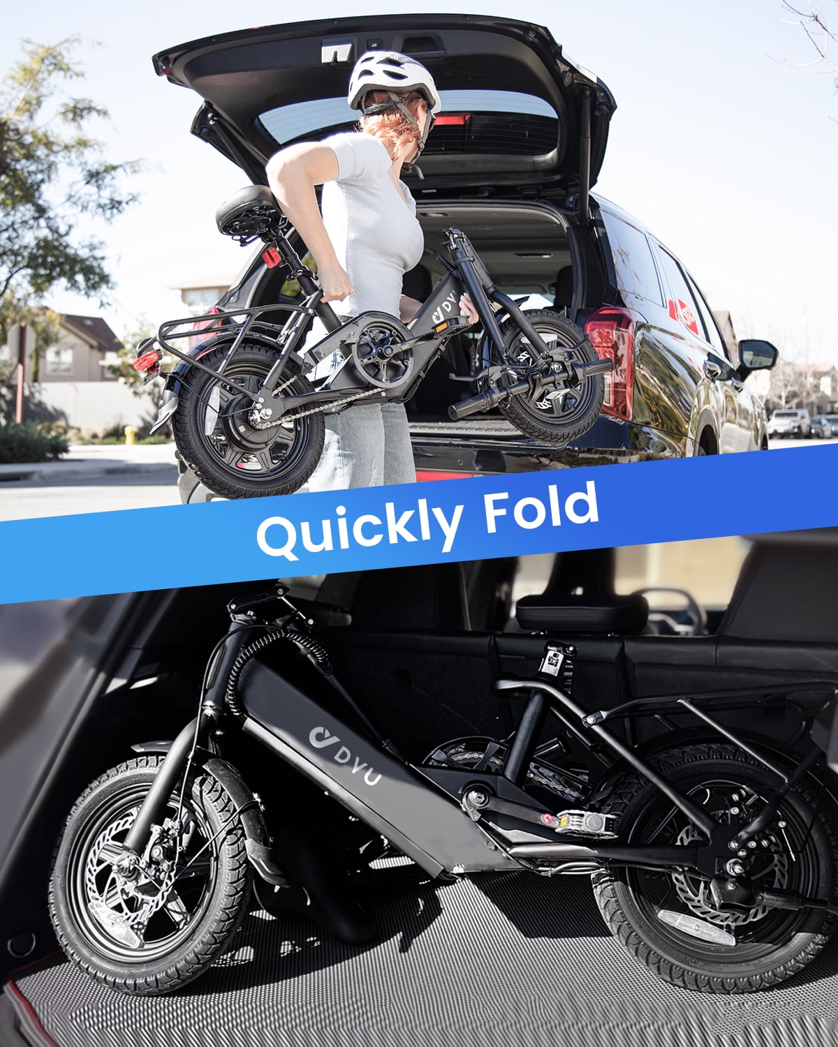 DYU 14 Folding Electric Bike for Adults Teens, 500W Peak Motor 36V/7.8AH Battery, Commuter City Ebike, UL2849 Electric Bikes