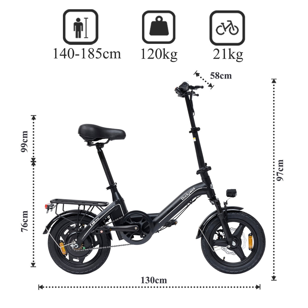 Bodywel Electric Bike for Adults, Electric Bicycle with 36V 10Ah Battery, 14 Folding Ebike, Peak 500W Motor, Mini E Bikes for Urban Commuter, UL2849 Electric Bikes