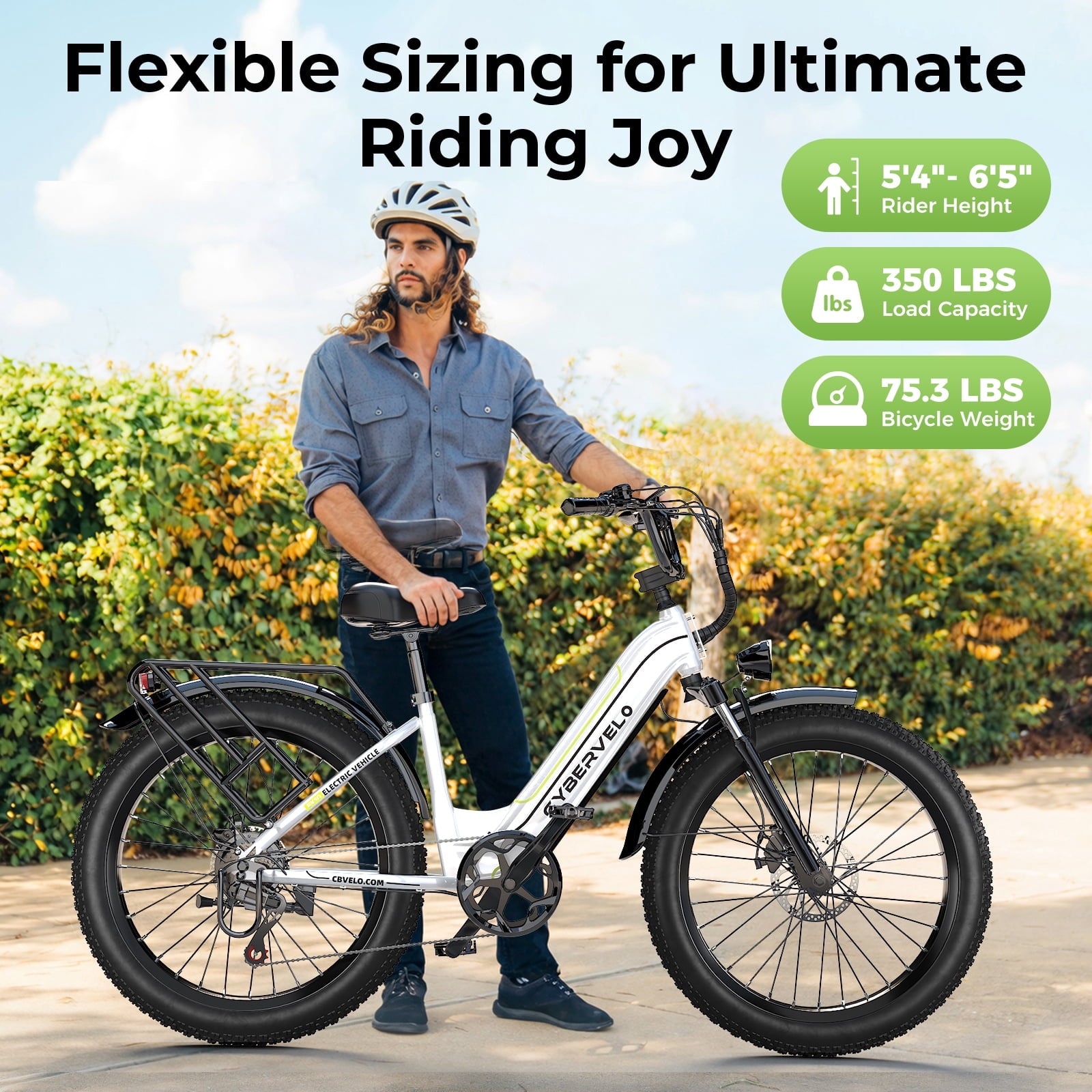 1000W Peak Ebike for Adults,Detachable Battery 26 Fat Tire Step-Thru 7-Speed,Adult All Terrain Electric Bikes