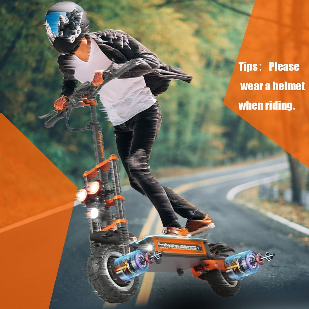Adults Electric Scooter 6000W Dual Motor Up to 58 mph, 60 Miles Range, 60V35Ah Battery, C-Type Dual Suspensions 11 All Terrain Tires Adjustable Handlebar, NFC and Detached Seat, Foldable, Sport Electric Bikes