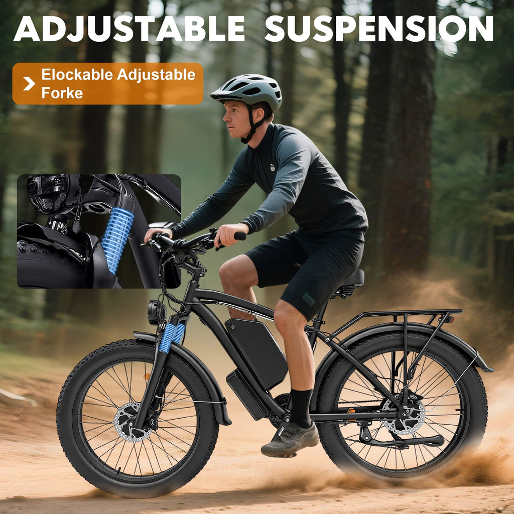 KYD Electric Fat Tire Bike for Adults, 6000W Dual Motor Ebike, Max 50MPH 26x4.0 Off-Road Mountain Electric Bicycle, 60V 25AH, UL2849 Electric Bikes
