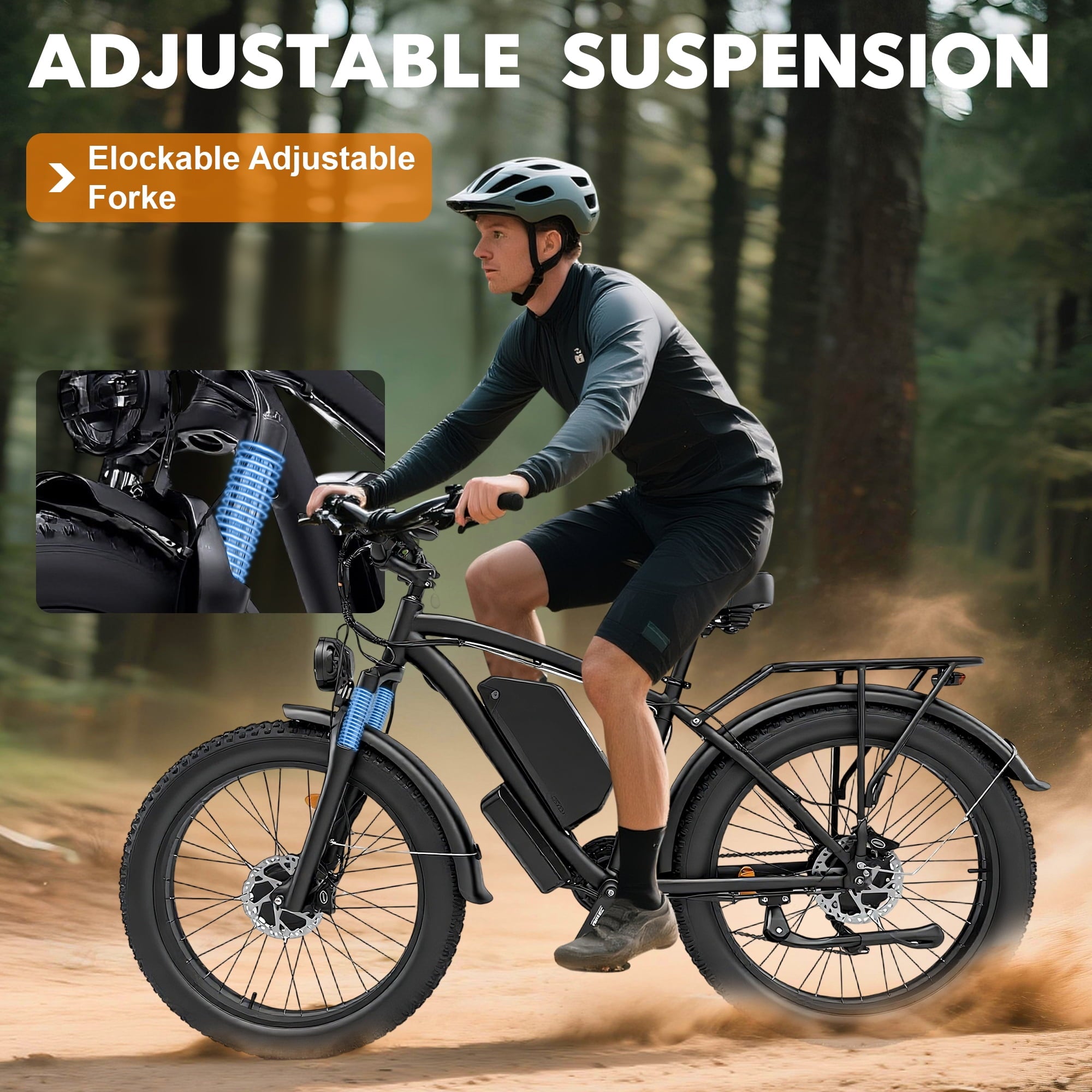 KYD Electric Fat Tire Bike for Adults, 6000W Dual Motor Ebike, Max 50MPH 26x4.0 Off-Road Mountain Electric Bicycle, 60V 25AH, UL2849 Electric Bikes
