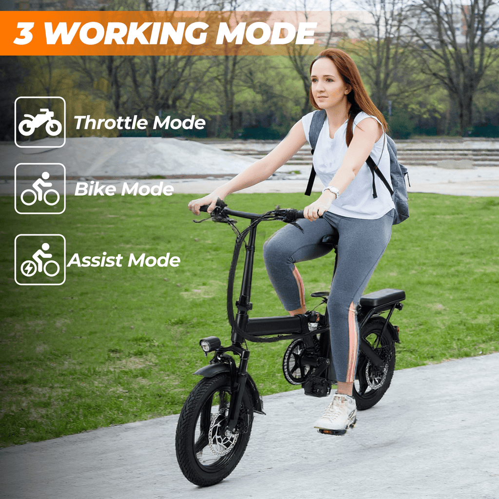 Kunyun T5 48V 750W Adult Electric Bikes,14 Tires, 20mph, 19-22mi Range, Dual Disc Brakes, Adjustable Seat, Removable Basket, Folding Design. Electric Bikes