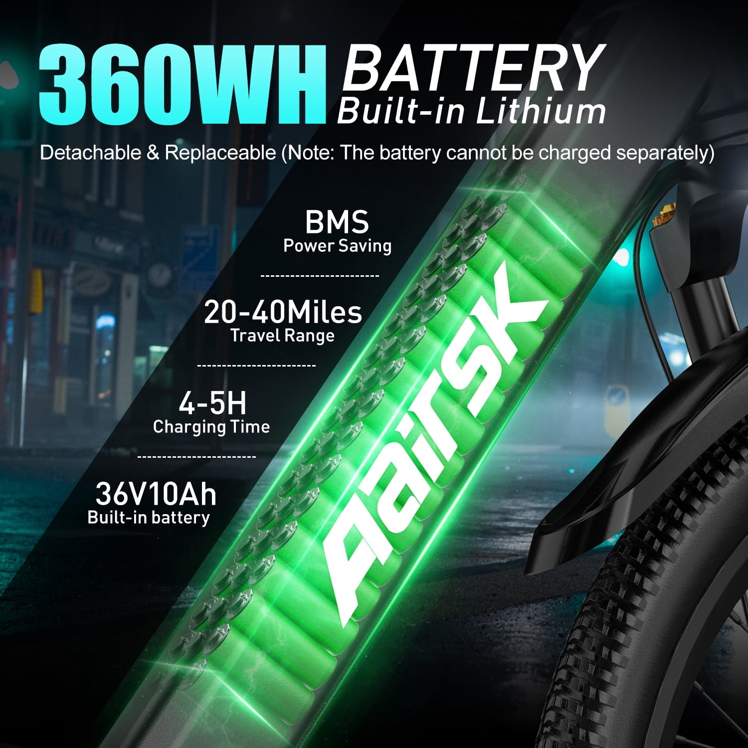 Unibike 24Electric Bike for Adults, 400W Ebike with 36V 10AH Battery, 40Miles Long Range Mountain Bikes, Shimano 7-Speed Electric Bicycle, Blue Electric Bikes
