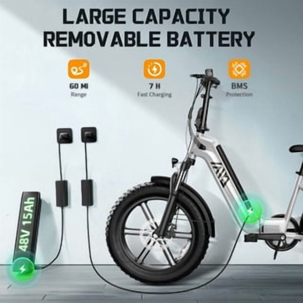 Electric Bike for Adults (Age 18+), 20x4.0 Fat Tire E-Mountain Bike, 749W Motor, 48V 15Ah Battery, 27.9 MPH, 60 Miles Range, UL2849 Electric Bikes