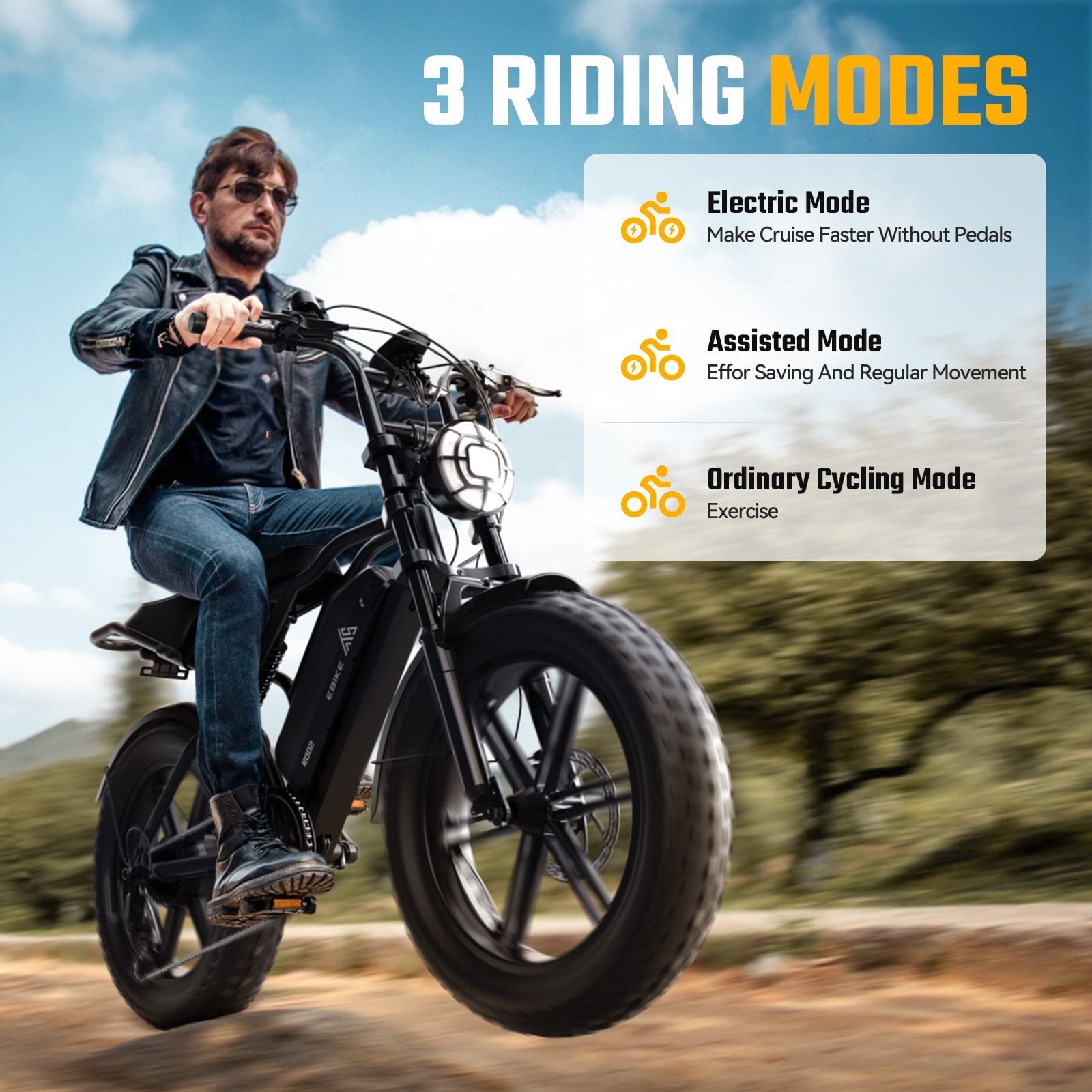 TST Electric Bike for Adults, 750W Peak 1500W Motor, 20x4 Fat Tire, E Mountain Bike, 48V/15AH UL2849 Electric Bikes