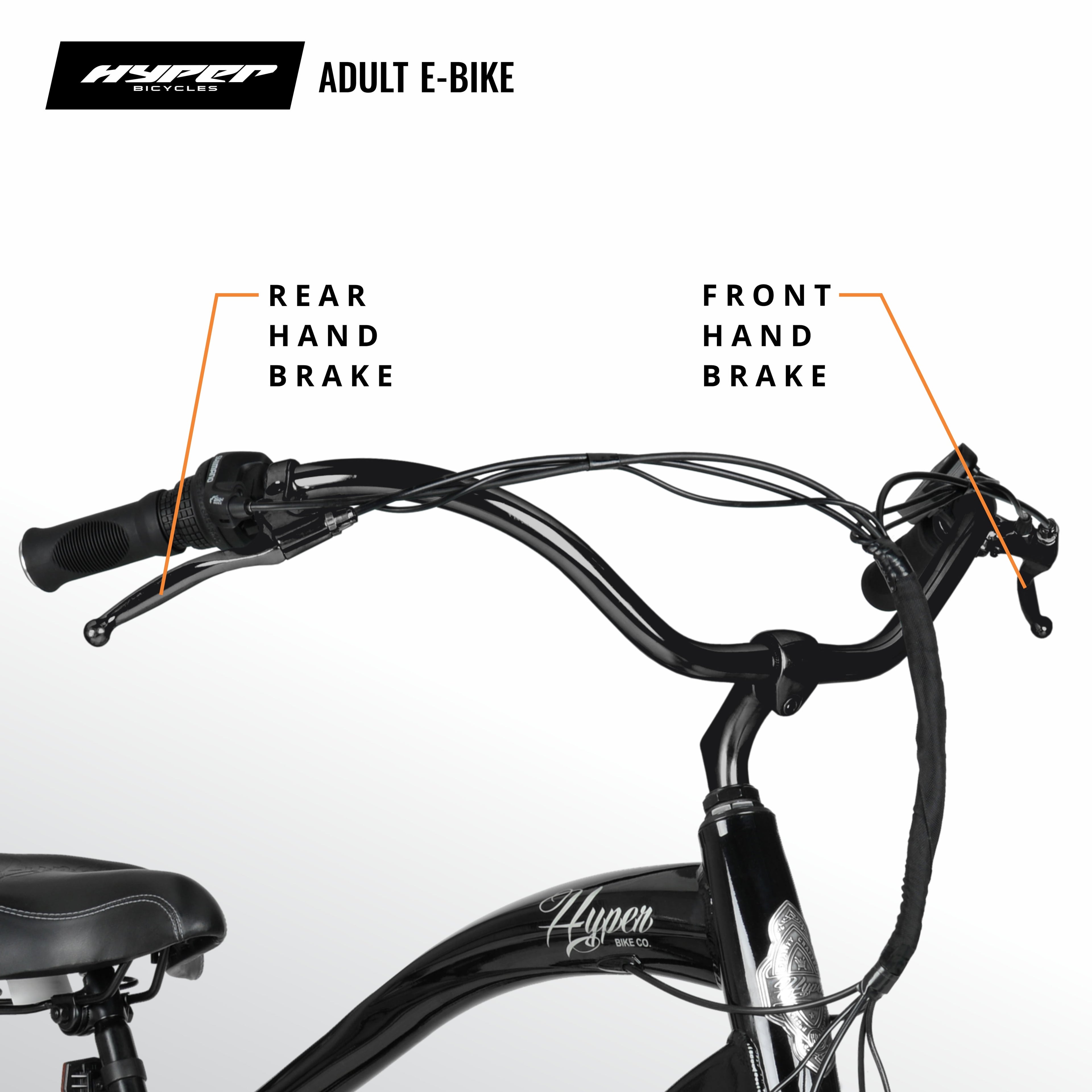 Hyper Bicycles 26 36V Men's Electric Cruiser E-Bike with Pedal-Assist, 250W Motor, Black Electric Bikes