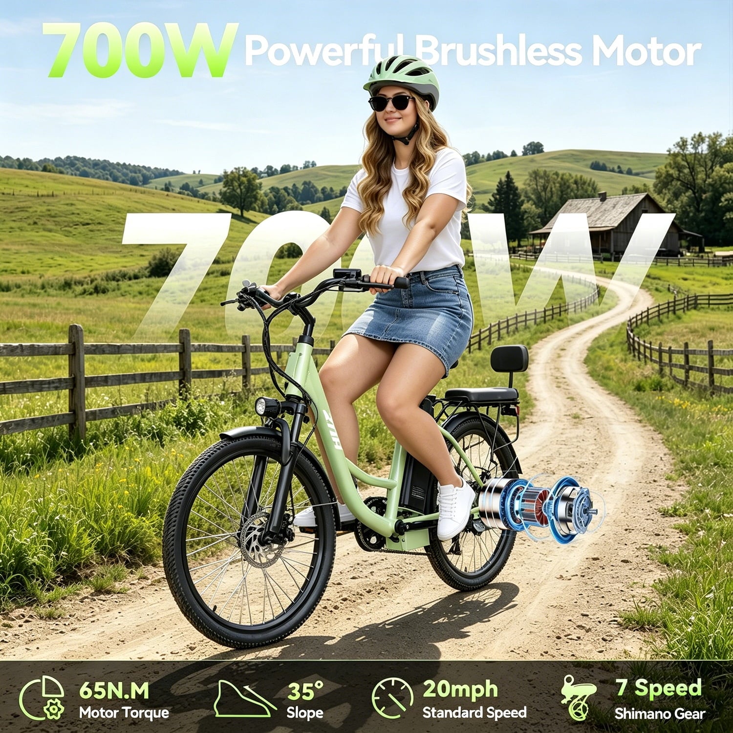 ZNH 24 Electric Bike for Adults 16+, 700W Motor Ebike with 48V 13Ah Battery, 20MPH Max Speed, UL2849 Certified, Recreational Use Only Electric Bikes