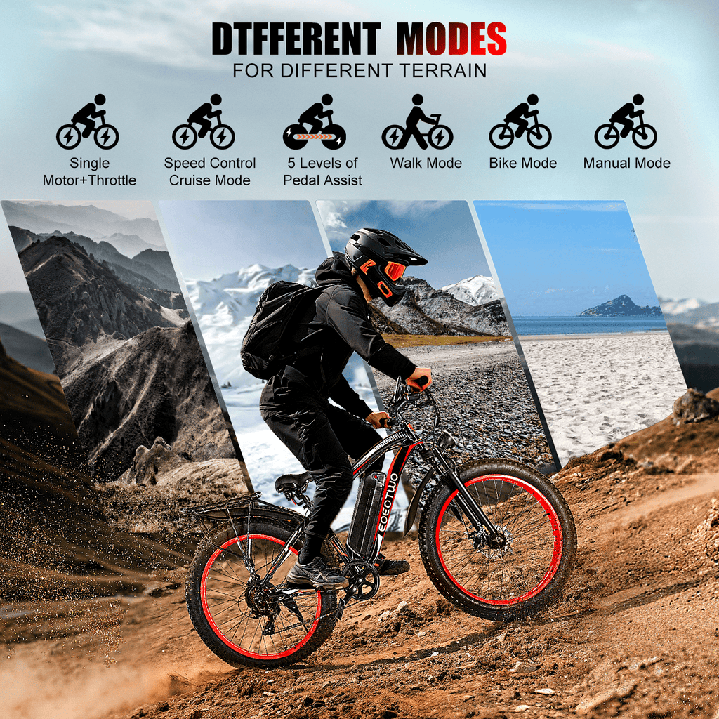 EOEOTWO 26'' Fat Tire Electric Mountain Bike for Adults, 1500W 48V 15Ah Battery, 60Miles Long Range, 34MPH High-Speed  Cruiser Ebike, All-Terrain Bicycle with Front Suspension & LED Display UL2849 Electric Bikes