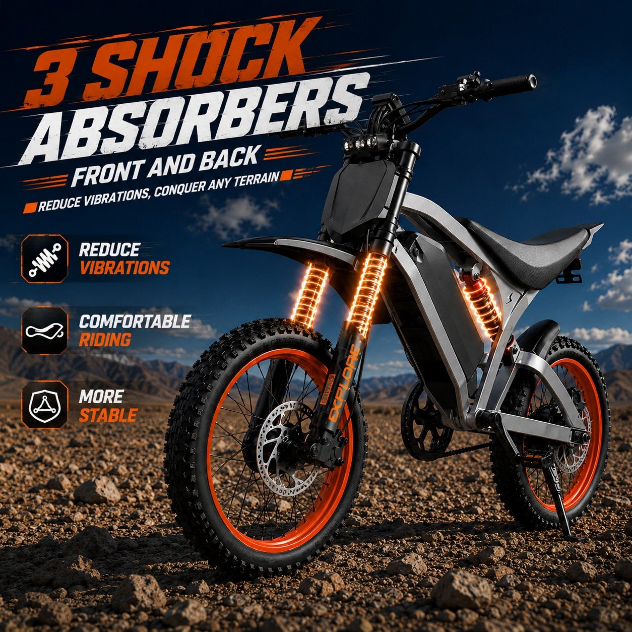 MOCRXO J300 Electric Bike for Adults, 20*4.0 Fat Tire E-Mountain Bicycle,Peak 1000W Motor 48V 18Ah 7-Speed E-Bike UL2849, LCD Display Electric Bikes